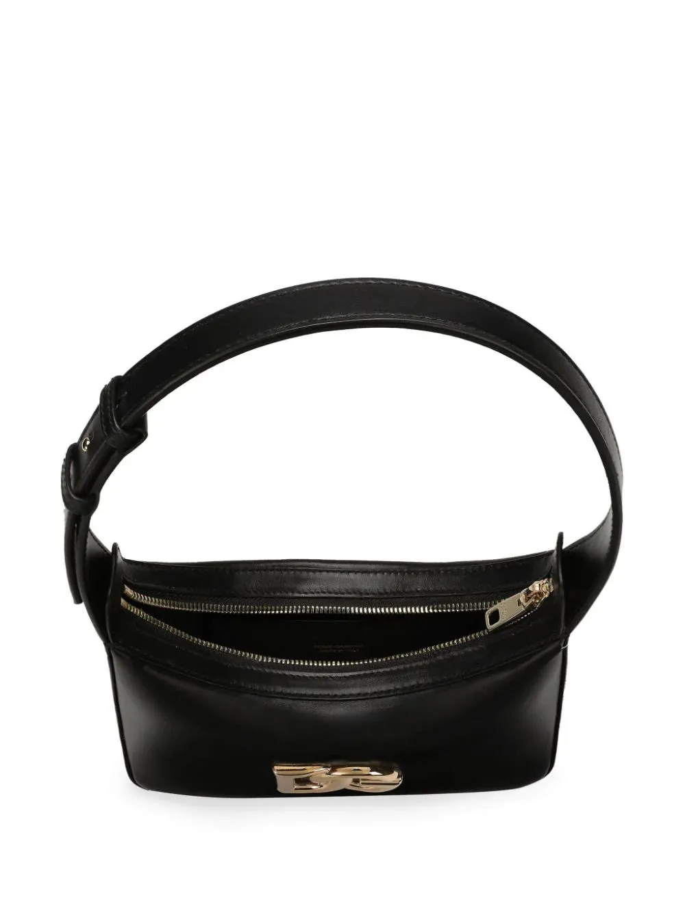 Black Calf Leather Logo Tote Bag