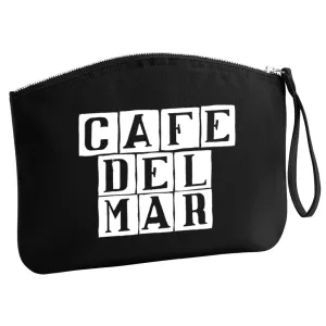 Café del Mar White Tile Logo Organic Cotton Canvas Wristlet Zip Pouch