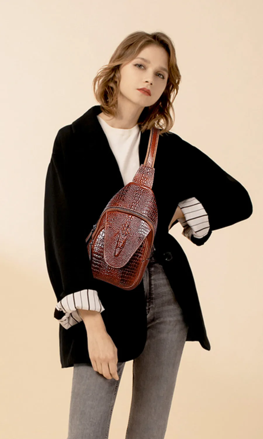 Crocodile Sling Bag Men