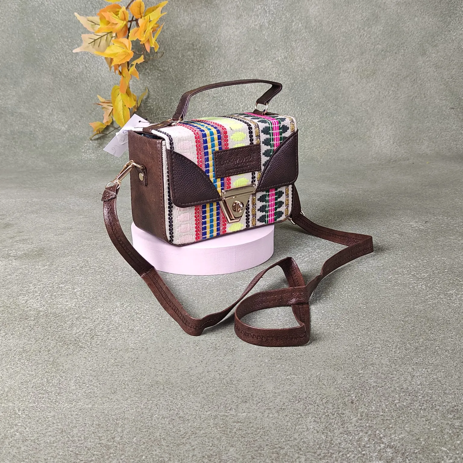 Cuboid Case Sling bags MultiColour Fret Design.