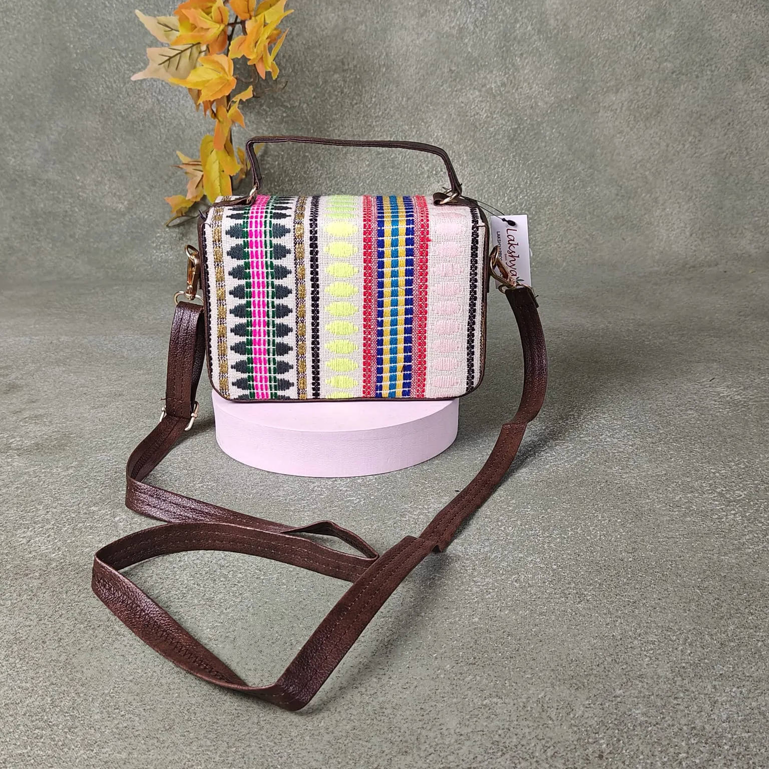Cuboid Case Sling bags MultiColour Fret Design.