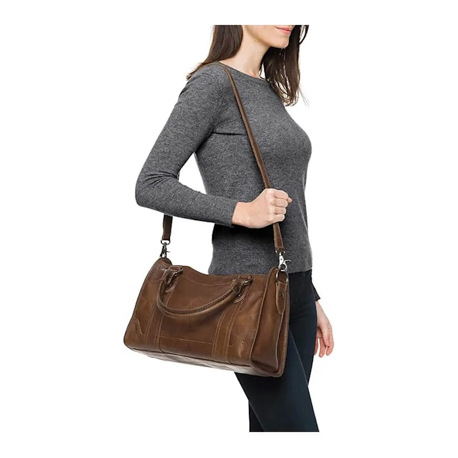 Frye Melissa Zip Satchel Leather Bag, Dark Brown