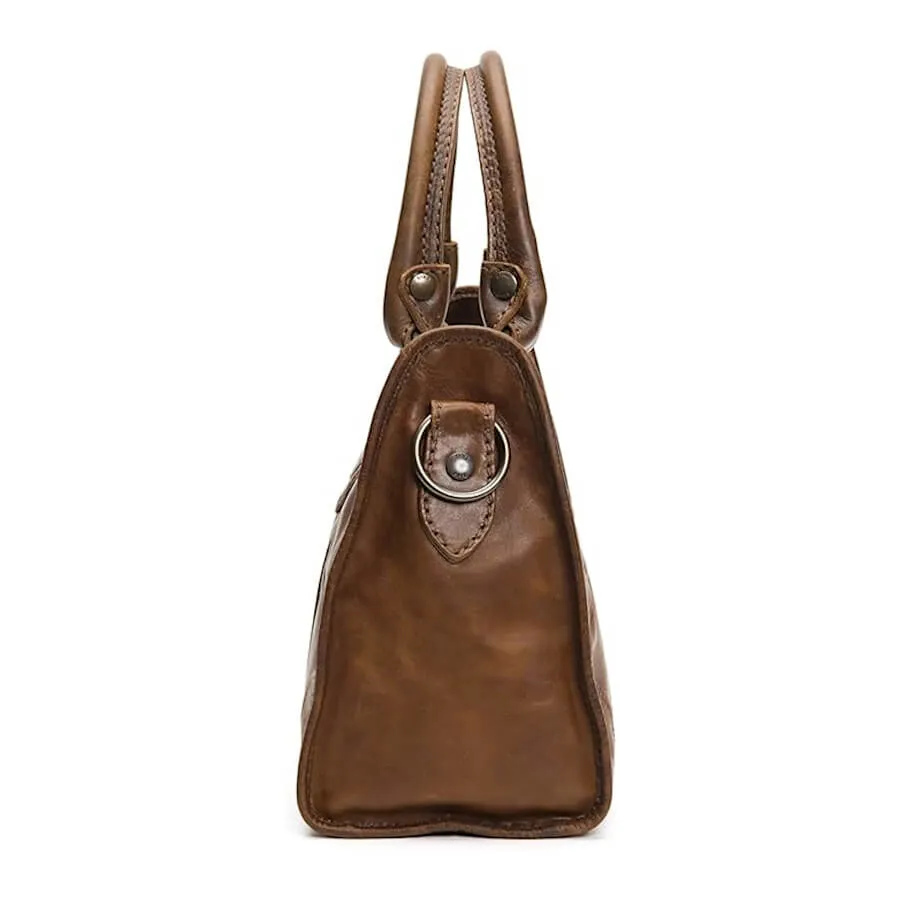 Frye Melissa Zip Satchel Leather Bag, Dark Brown