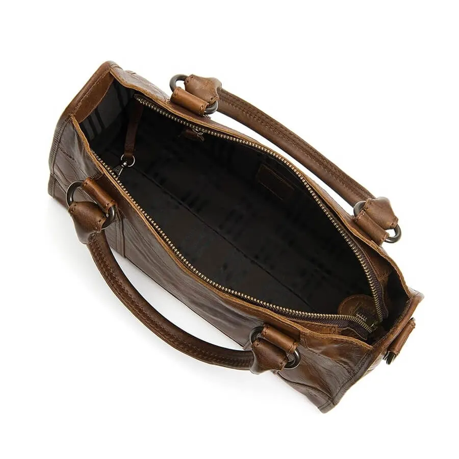 Frye Melissa Zip Satchel Leather Bag, Dark Brown