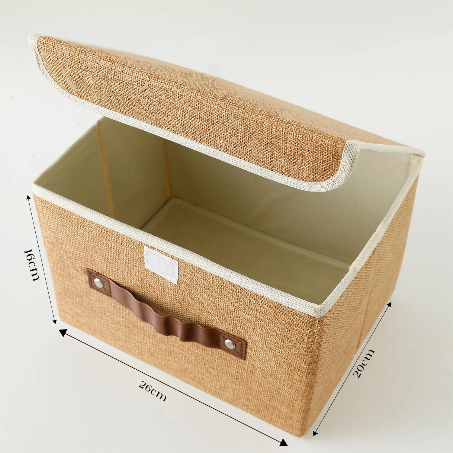 Homestic Small Storage Box With Lid|Foldable Toys Storage Bin|Wardrobe Organizer For clothes|Front Handle & Sturdy (Khadi)