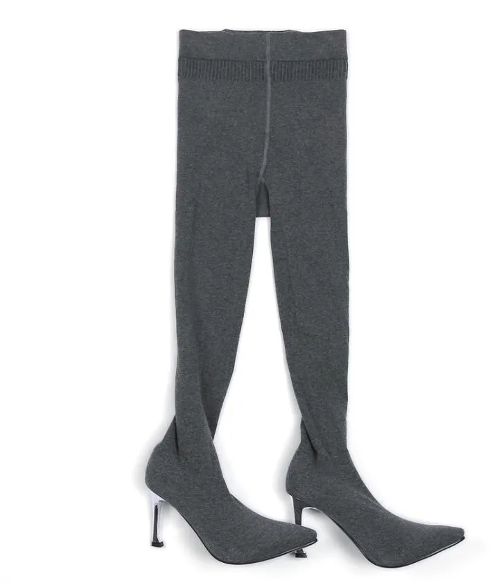 Janna Over The Knee Boots Elastic Pantyhose Thigh High Slim Boots