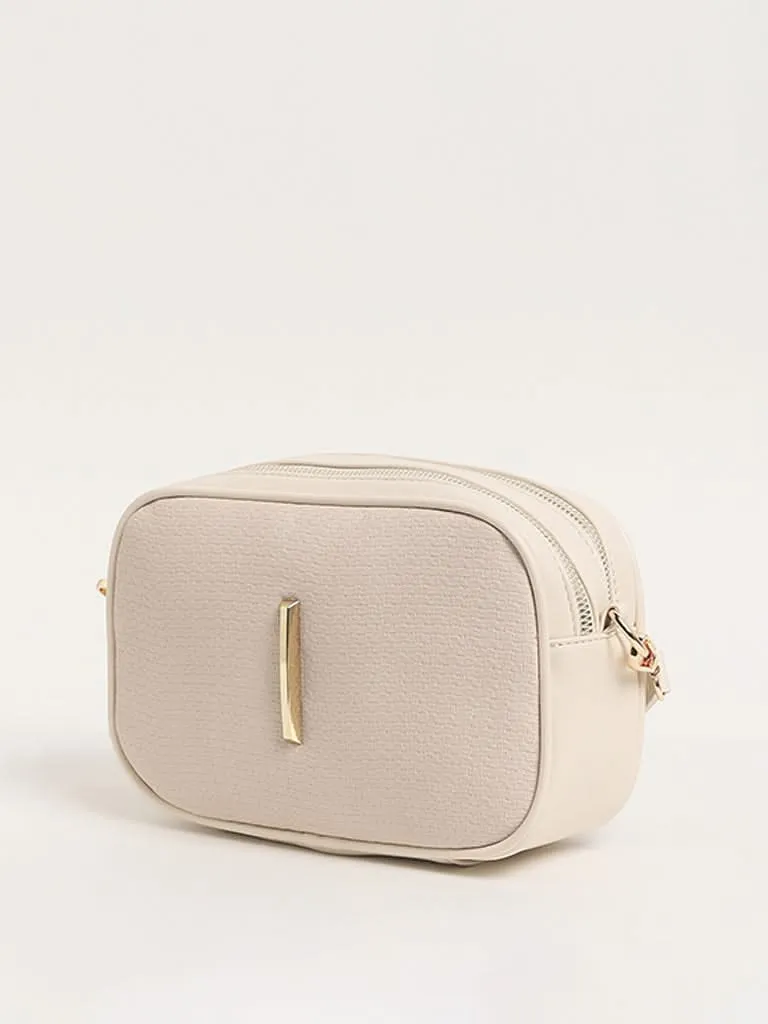 LOV Textured Cream Crossbody Bag