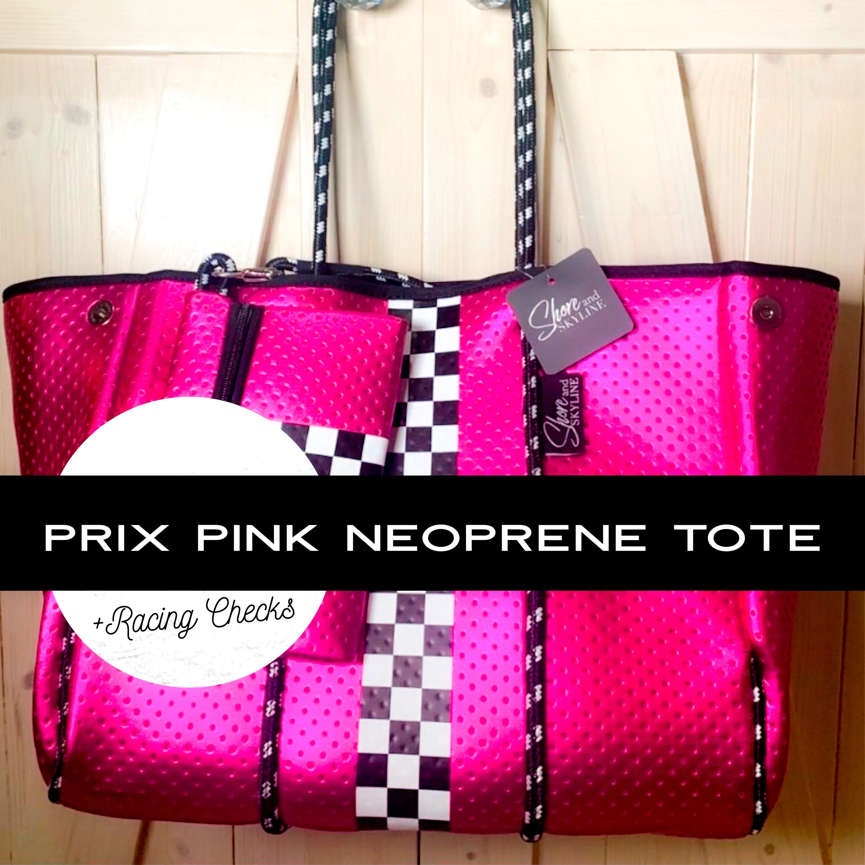 new Pink Coral Reef Neoprene Tote waterproof bag hot pink paracords & interior   aqua turquoise sides w baseboard rain snow shore 2023