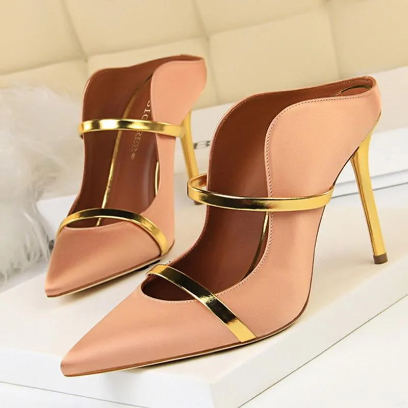 Sexy Pointed Toe Date Satin Heels