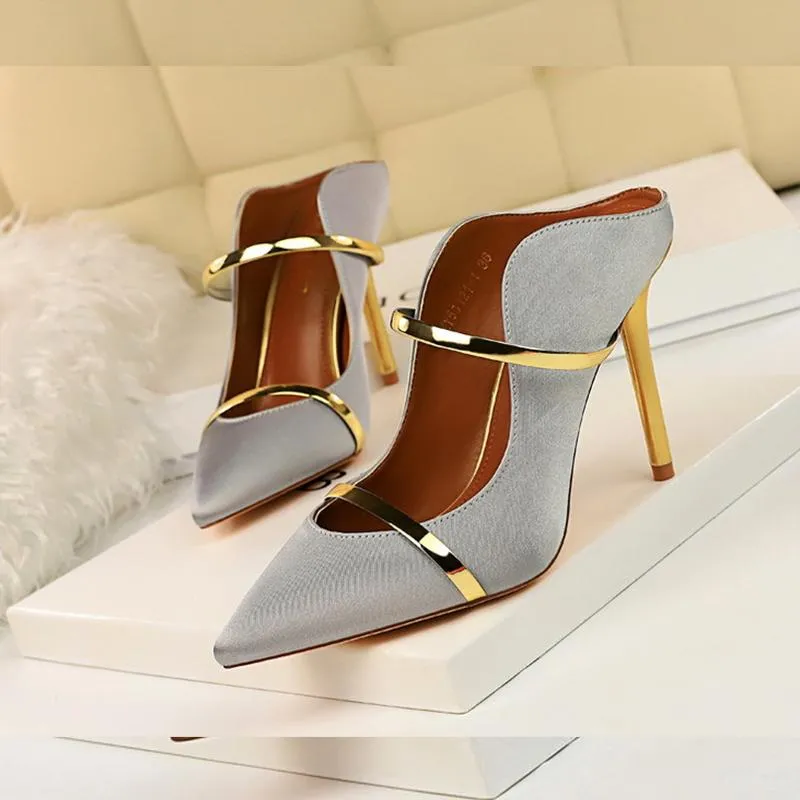 Sexy Pointed Toe Date Satin Heels