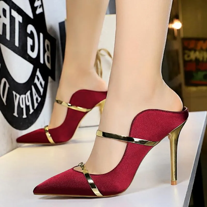 Sexy Pointed Toe Date Satin Heels