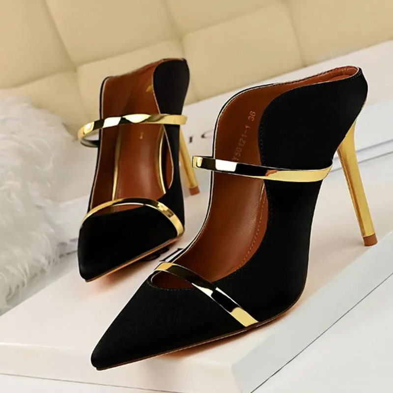 Sexy Pointed Toe Date Satin Heels