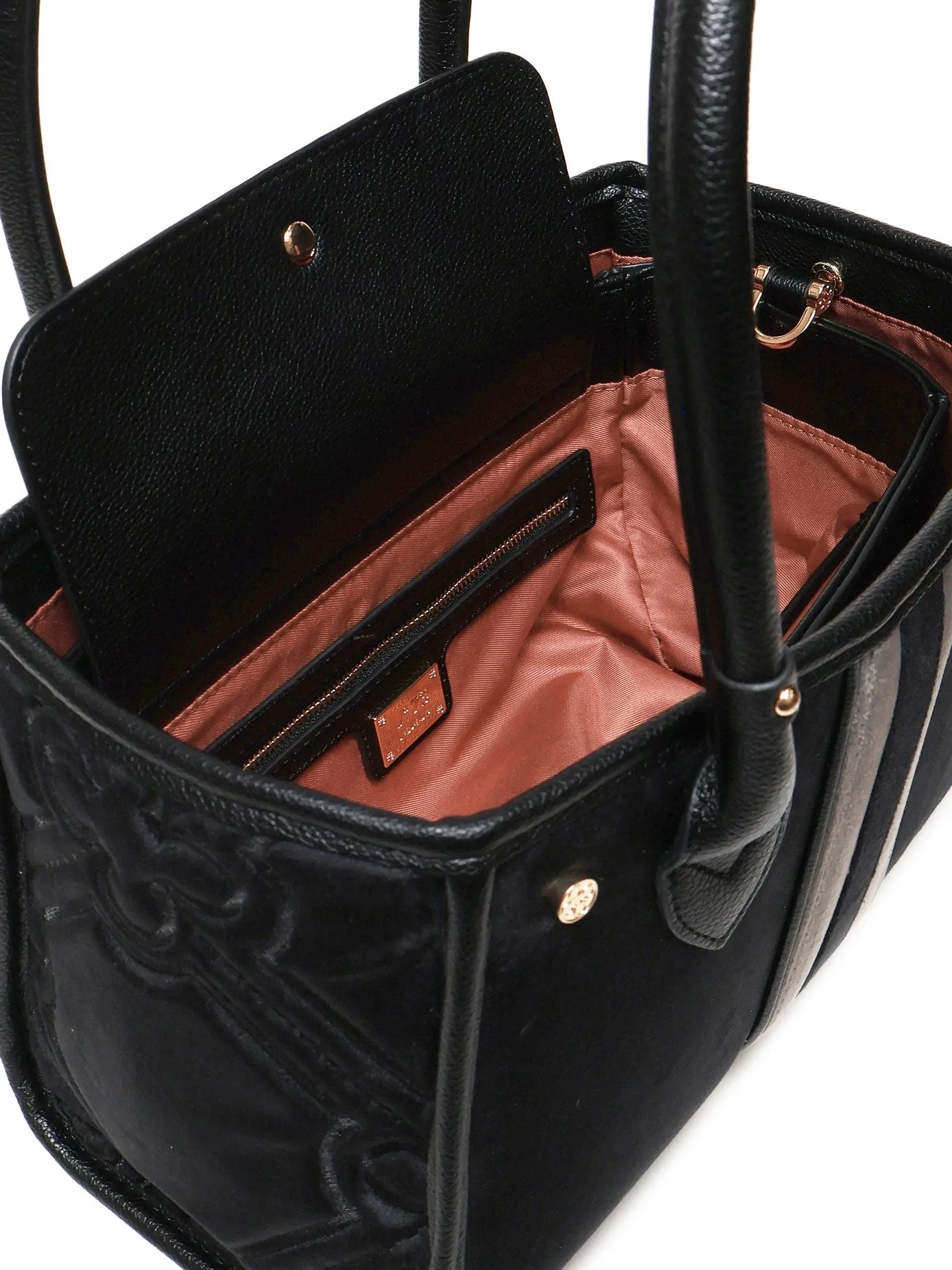 Velvet Black Embroidered Bag with Padlock
