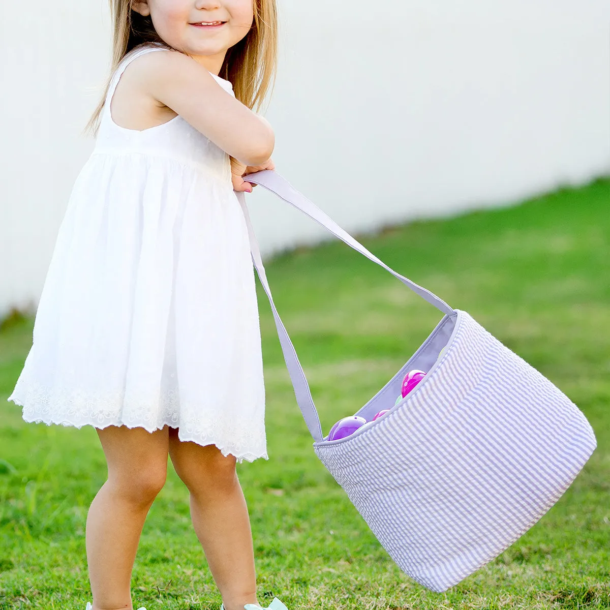Viv & Lou Striped Seersucker Bucket - Purple