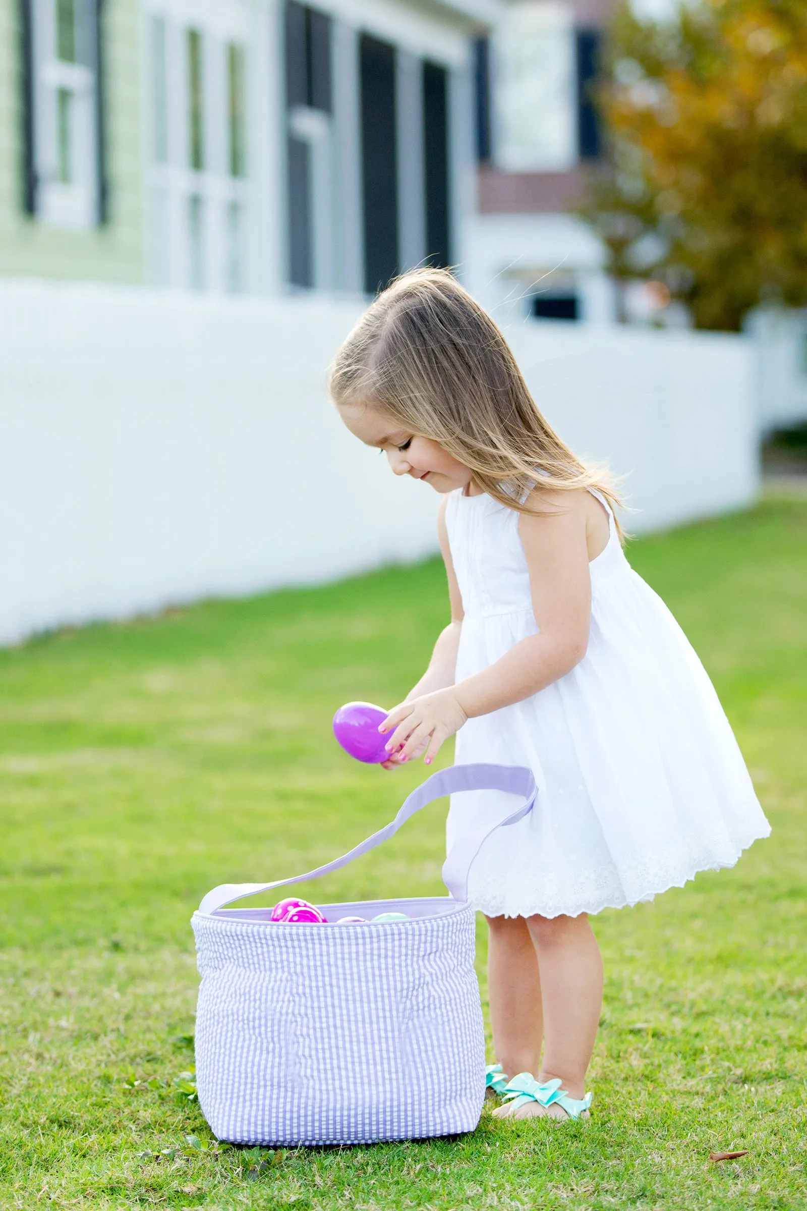 Viv & Lou Striped Seersucker Bucket - Purple